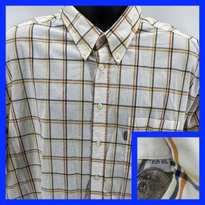 Barbour Oxford Tattersall Plaid Button Down Long Sleeve Shirt‎ Menswear 3XL